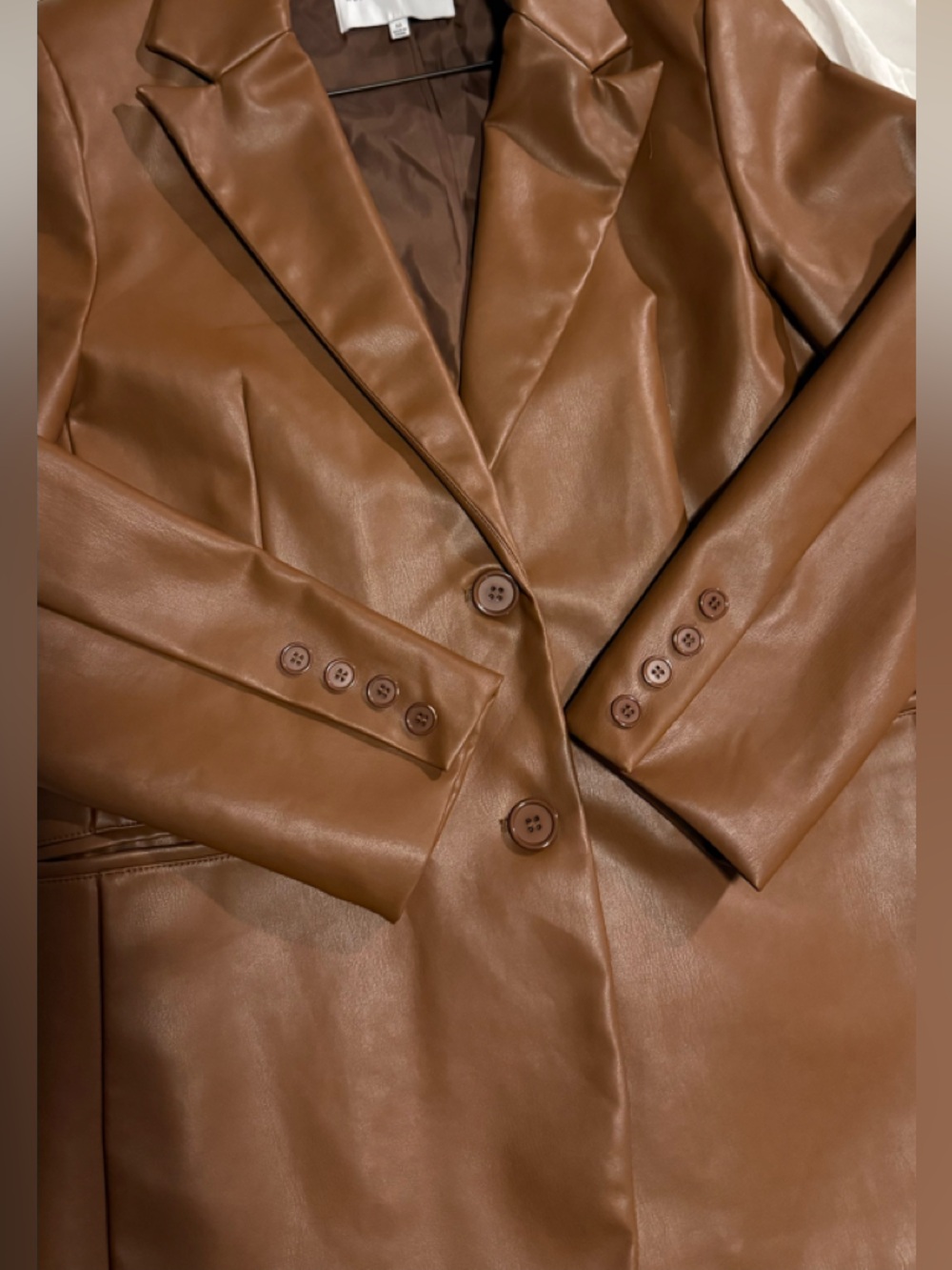 Rebecca Minkoff Chestnut Brown Faux Leather Blazer - Picture 2 of 4